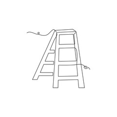 one line art Step Ladder vector illustration. line art, one continuous line, simple, hand drawn and sketch style. for icons, symbols, signs or logos