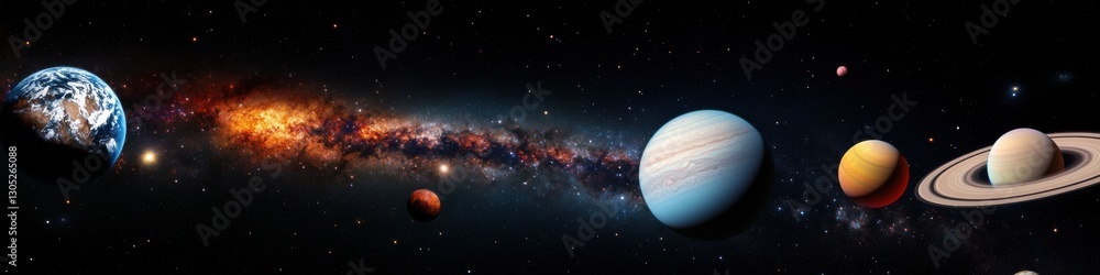 Aufkleber cosmic visualization immersive deep space panorama exploring planetary diversity and astronomical wo