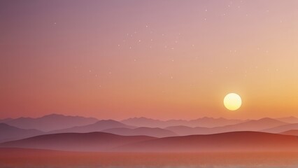 Obraz premium Solitary sun against a dusky, gradient sky. Minimalist, serene image perfect for nature, sunset, or atmospheric design projects.