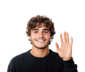 Cheerful young man in urban park isolated on transparent background png