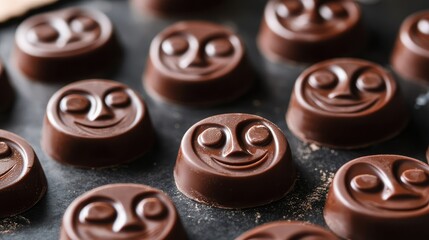 Deliciously Crafted Chocolate Smiley Faces Perfect for Sweet Treats, Desserts, and Snacks with a Cheerful Expression to Brighten Any Occasion