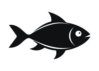 Black Fish Silhouette Icon – Minimalist Aquatic Vector Illustration
