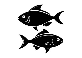 Black Fish Silhouette Icon – Minimalist Aquatic Vector Illustration