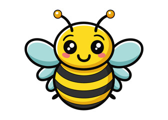 Cute Cartoon Bee Icon – Fun and Playful Bumblebee Vector Illustration