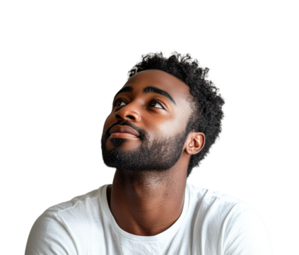 Joyful portrait of african man isolated on transparent background png