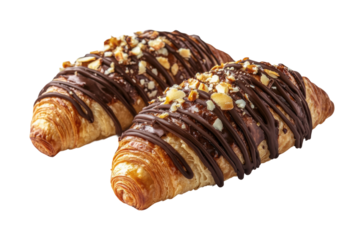 Warm kitchen chocolate croissant recipe isolated on transparent background png