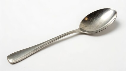 Stainless Steel Spoon on White Background