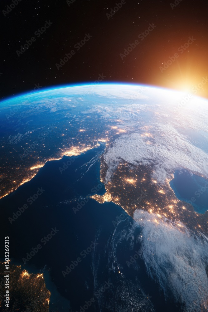 Leinwandbilder global connectivity reimagined high-resolution satellite earth view showcasing technological urbanis