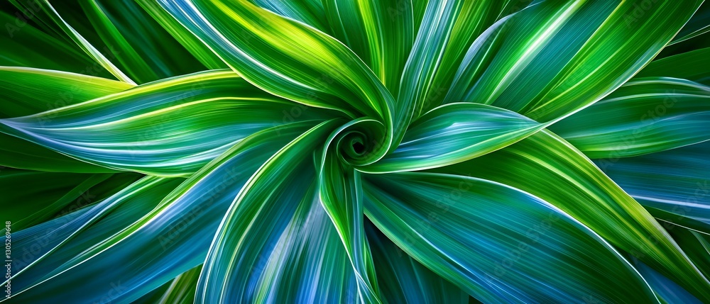 Poster mesmerizing swirling green foliage patterns dynamic nature abstract artwork with vibrant color palet