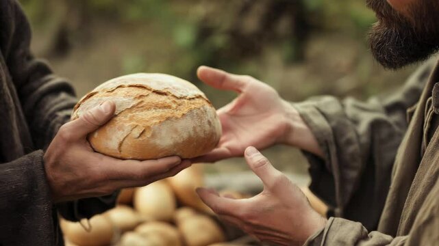 Jesus feeds the hungry a powerful biblical scene of charity and compassion for the needy