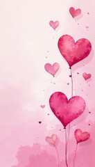 Soft pink watercolor hearts, romantic background, soft, Valentine's Day, affection