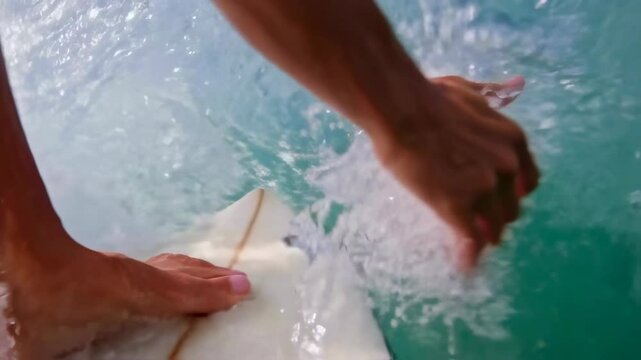 Surfer Hand Riding Inside Tube Wave