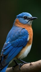 Stunning male bluebird, iridescent feathers, intense gaze, gaze, tree, wildlife