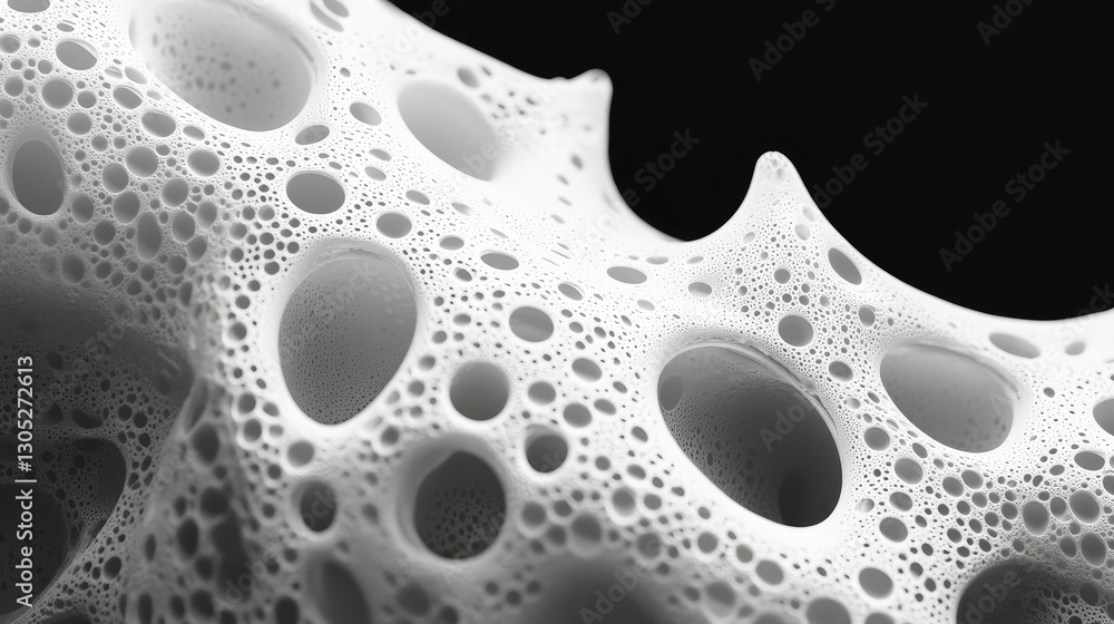 Aufkleber intricate white cellular structure with holes and cavities showcasing organic patterns in monochrome