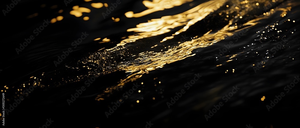 Poster captivating golden ocean waves crashing with dynamic motion and radiant illumination creating a mesm