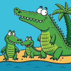 Fototapeta premium cartoon crocodile with a big smile