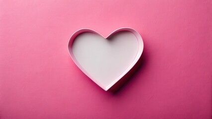 Empty paper heart with cut-out edges on pink background, design, paper,  design, paper, abstract