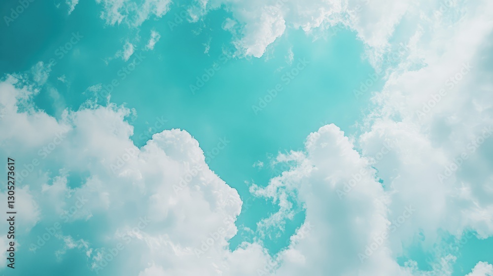Aufkleber serene blue sky with soft white clouds illuminated by sunlight creating a peaceful and tranquil atmo