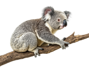 Koala walking in nature conservation isolated on transparent background png