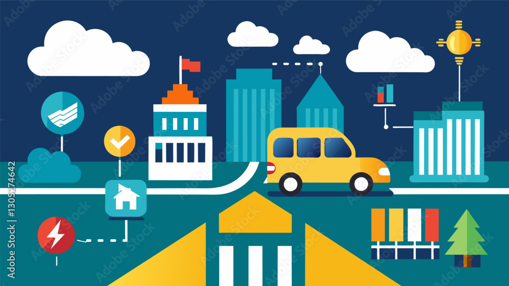Poster to reduce traffic accidents a government utilizes data on road conditions accident hotspots and weat