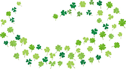 Dynamic swirl of clover leaves green full of energy and luck. St. Patricks day design for festive banner