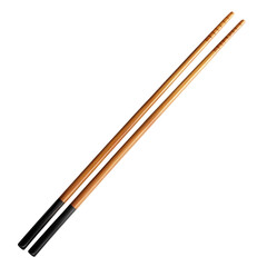 Obraz premium A detailed close-up of a pair of traditional wooden chopsticks featuring black tips