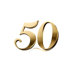 A beautifully designed gold number 50 in an elegant, thin font, perfect for celebrating a 50th anniversary