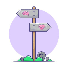 Draw cute Brain and heart sign concept design with flat style illustration cartoon vector isolated. Success concept