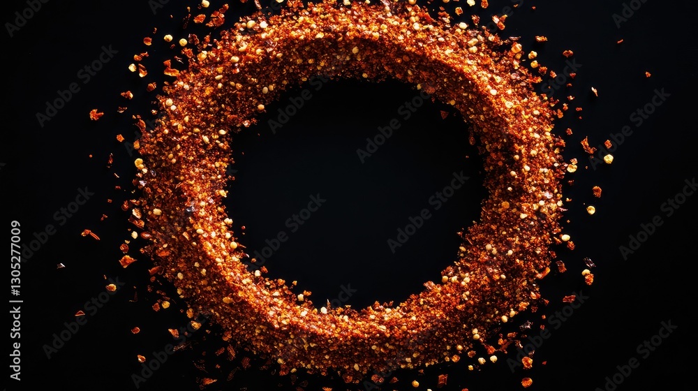 Aufkleber vibrant circular frame of dazzling orange and red particles created by airborne glittering specks il