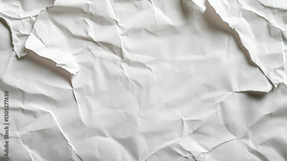 Poster crumpled white paper texture background for creative design use in various applications, ideal for p