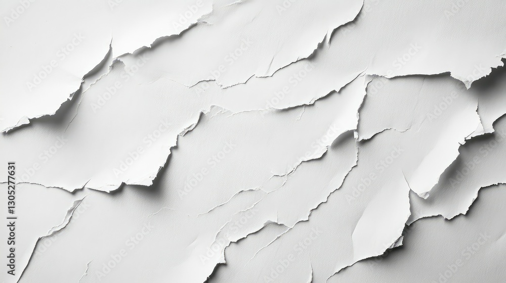 Poster textured background of torn white paper layers with subtle shadows for creative design, art projects