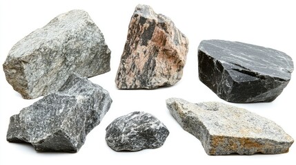 Fototapeta premium Collection of Various Natural Stones and Rocks Displayed in an Artistic Arrangement for Geological and Decorative Purposes with Different Textures and Colors