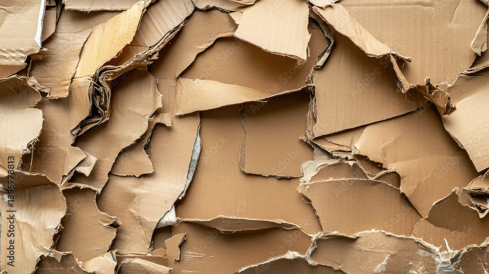 Poster crumpled and torn brown cardboard background texture revealing various layers and patterns ideal for