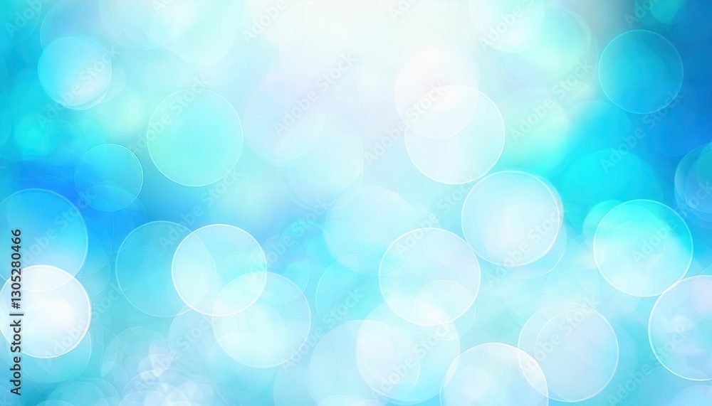 Poster ethereal blue bokeh background with soft glowing circles, dreamy light blur effect for abstract desi