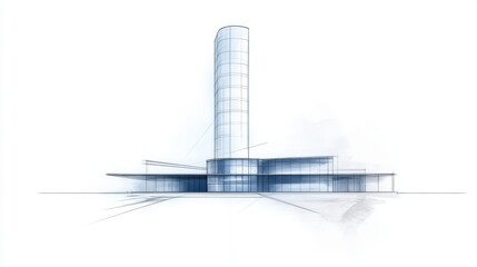 Detailed architectural blueprint of a modern building, comprehensive construction and design plan