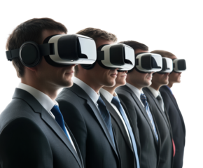 Virtual reality for office collaboration isolated on transparent background png