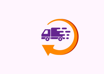 Fast car truck silhouette concept business logo template vector illustration. Speed delivery cargo abstract sign. Transport creative symbol. Graphic design element.