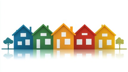 Charming suburban homes with trees, embracing nature and comfortable living in residential area