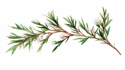 Isolated Melaleuca Tea Tree with Essential Oil Extract and Leaf on White Background