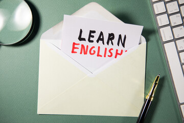 text sign showing learn english language.