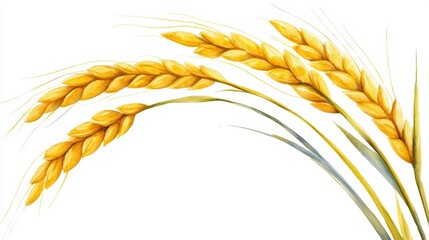 Golden wheat ears on white background, a closeup of texture and natural beauty in agriculture