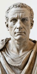 Obraz premium Julius Caesar Statue. Isolated Roman Emperor Sculpture in White Background