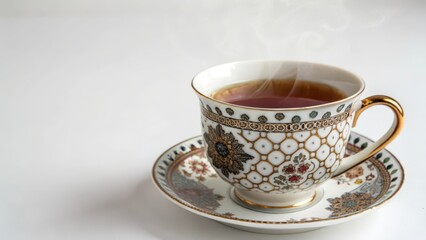 Fototapeta premium Teacup, Tea, Hot Drink, Steam, White Background