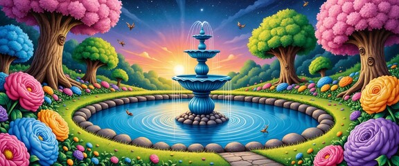 Obraz premium Digital Painting of an Enchanted Forest at Sunrise
