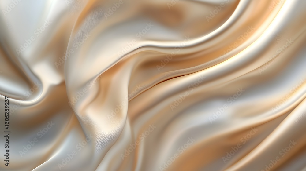 Poster luxurious flowing satin fabric displayed with soft light and shadows