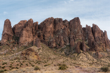 A rugged mountain range located east of Phoenix, Arizona, in the Sonoran Desert. 