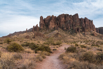 A rugged mountain range located east of Phoenix, Arizona, in the Sonoran Desert. 