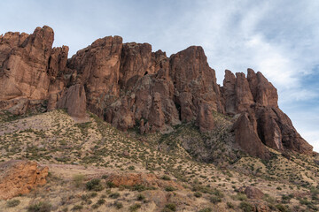 A rugged mountain range located east of Phoenix, Arizona, in the Sonoran Desert. 
