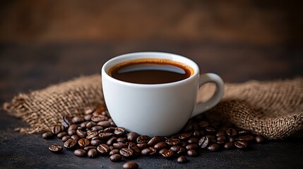 cup of coffee and beans