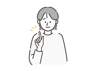 人差し指を指す女性
